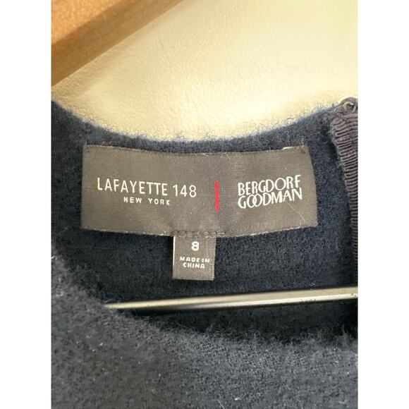 Lafayette 148 New York Sleeveless Wool Sheath Dress - Blue, 8 - Picture 4 of 10